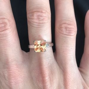 925 Sterling Silver and Citrine Colored Stone Ring